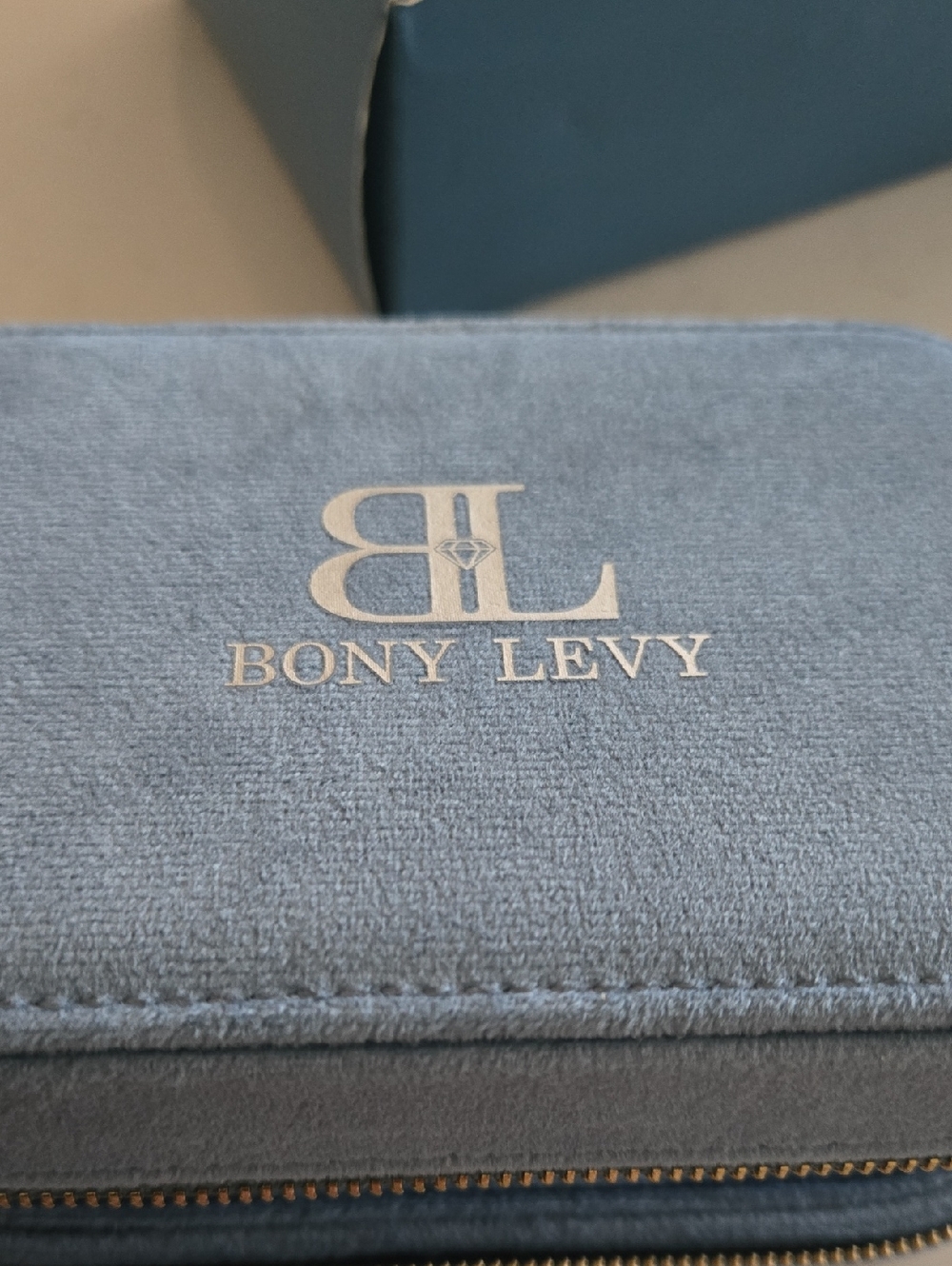 New In Box Bony Levy Blue Travel Jewelry Box Case Zipper Jewelry Storage Box - Picture 7 of 9
